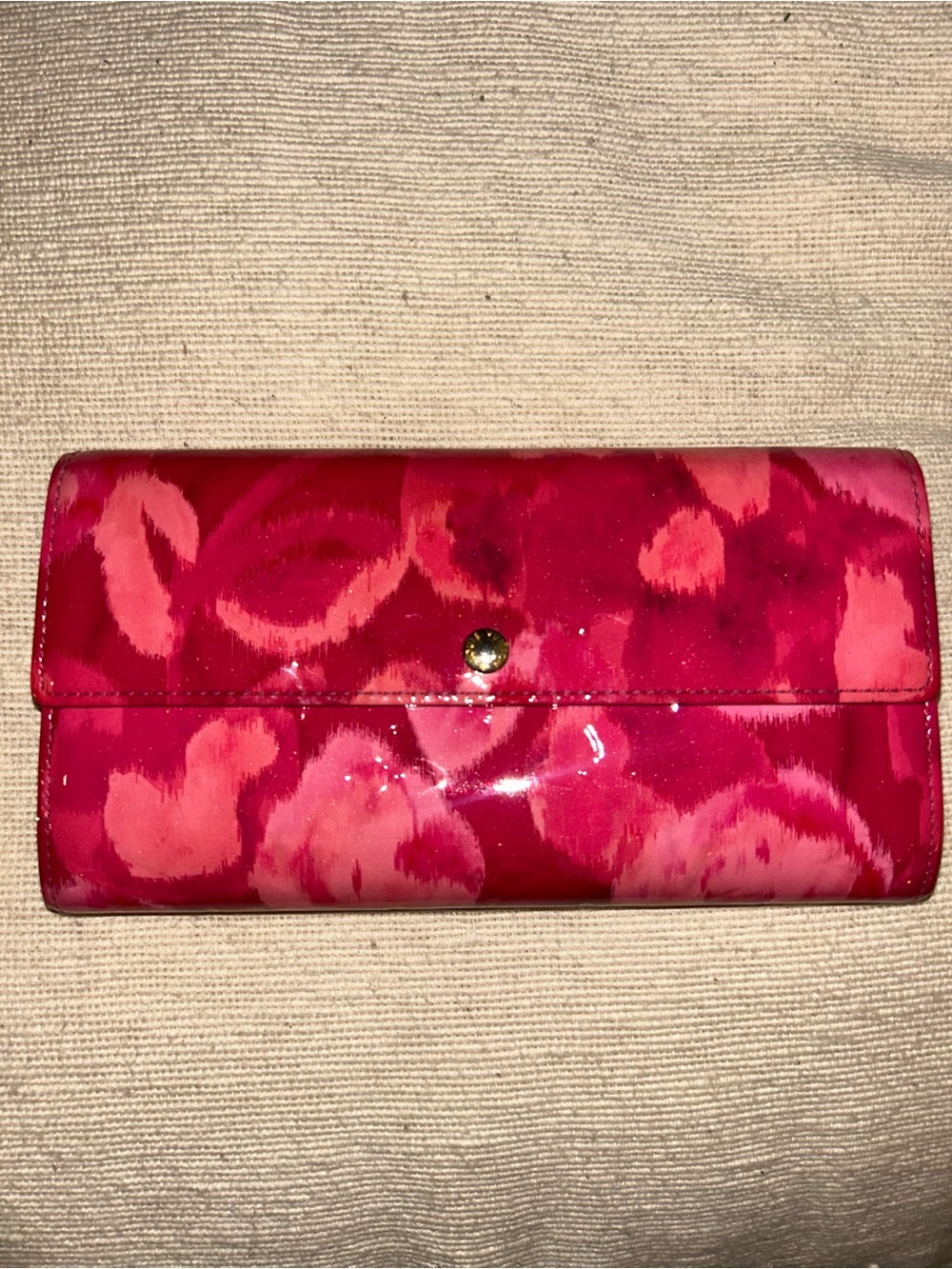 Louis Vuitton Pink Ikat Vernis 2013 Floral Patent Leather Clutch Wallet